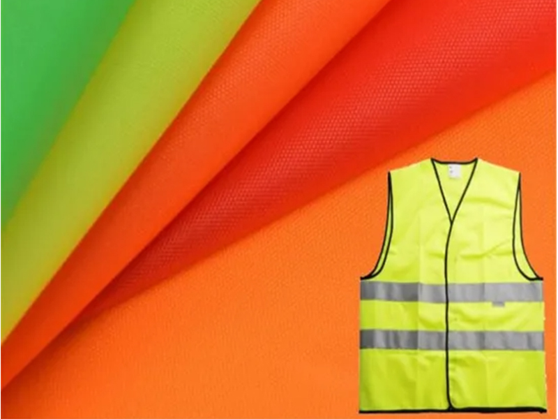 Tecido Oxford de poliéster 210d fluorescente para colete de segurança